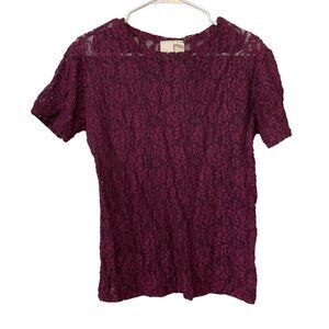Vintage Victorias Secret Large Lace Overlay Short Sleeve Top